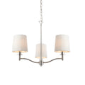 Ortona 3-Light Matt Bright Nickel Pendant Light with Vintage White Faux Silk Shades