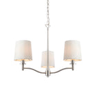 Ortona 3-Light Matt Bright Nickel Pendant Light with Vintage White Faux Silk Shades