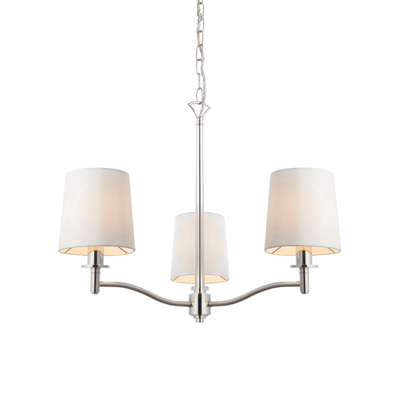 Ortona 3-Light Matt Bright Nickel Pendant Light with Vintage White Faux Silk Shades