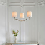 Ortona 3-Light Matt Bright Nickel Pendant Light with Vintage White Faux Silk Shades
