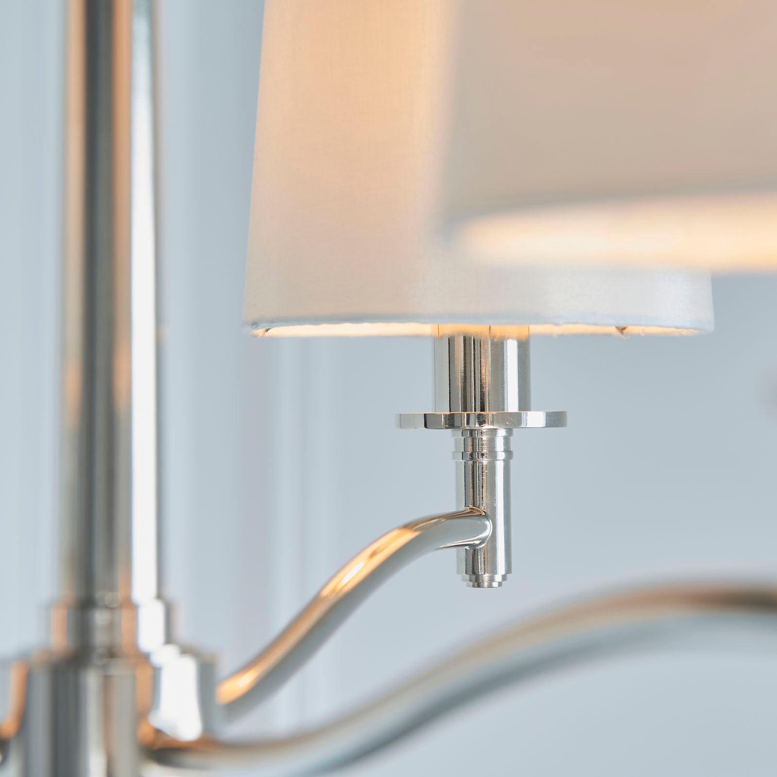 Ortona 3-Light Matt Bright Nickel Pendant Light with Vintage White Faux Silk Shades