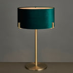 Hayfield Matt Antique Brass Table Lamp with Green Velvet Shade
