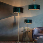 Hayfield Matt Antique Brass Table Lamp with Green Velvet Shade