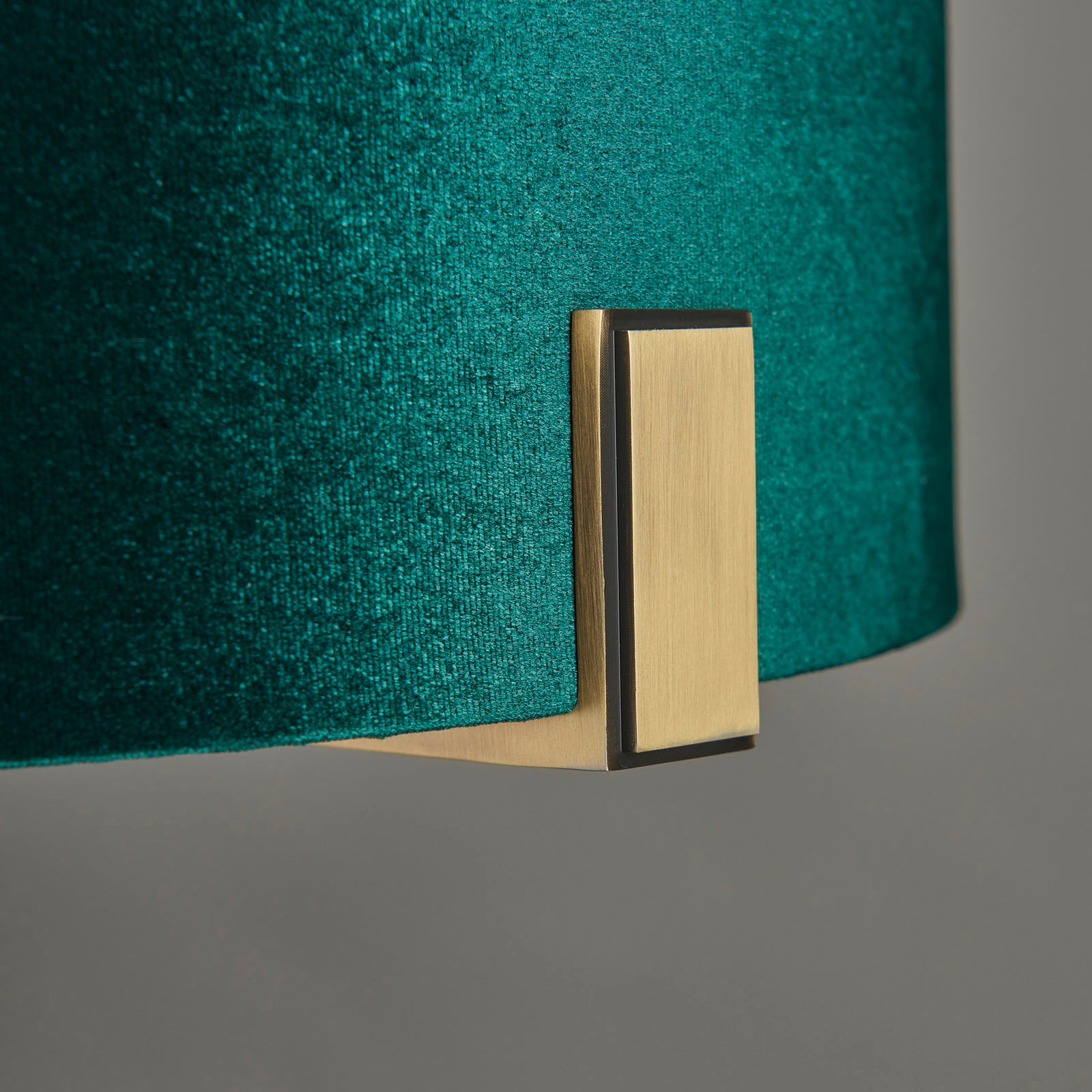 Hayfield Matt Antique Brass Table Lamp with Green Velvet Shade