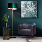 Hayfield Matt Antique Brass Floor Lamp with Green Velvet Shade