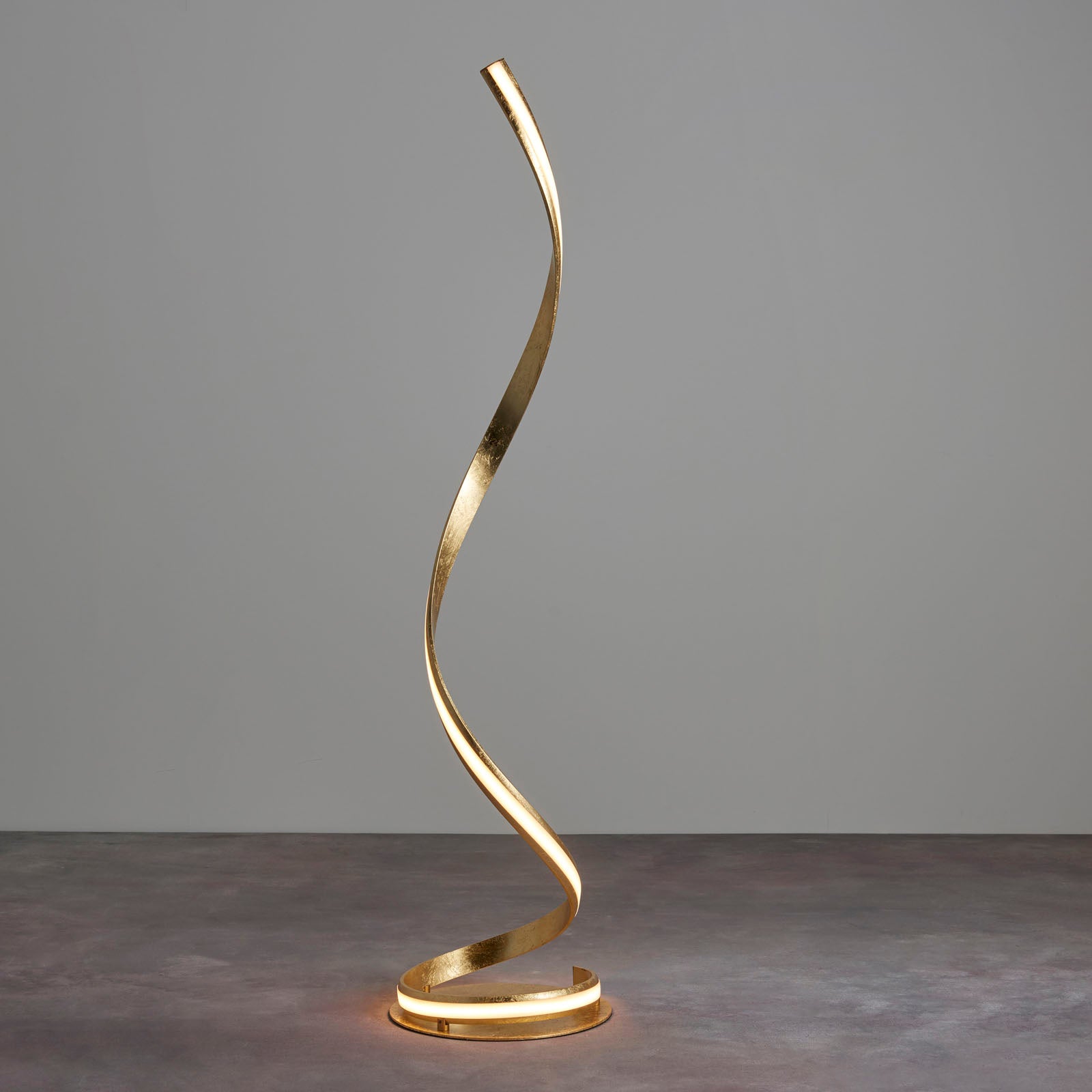 Aria 1-Light LED Floor Lamp: Flowing Curves (Gold Leaf)