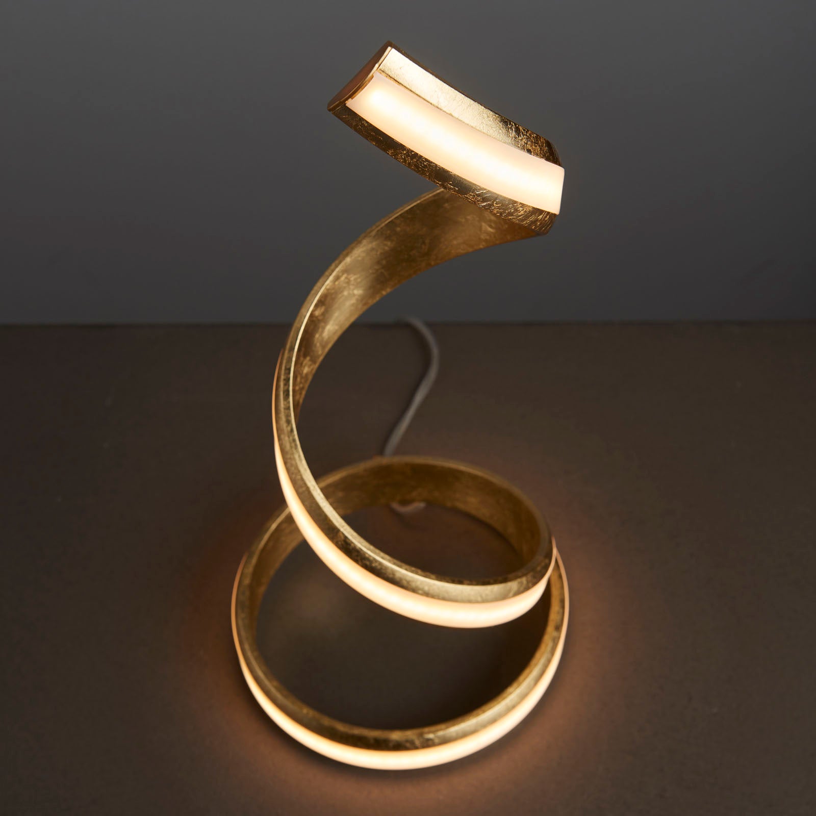 Aria 1-Light LED Table Lamp: Flowing Curves (Gold Leaf)