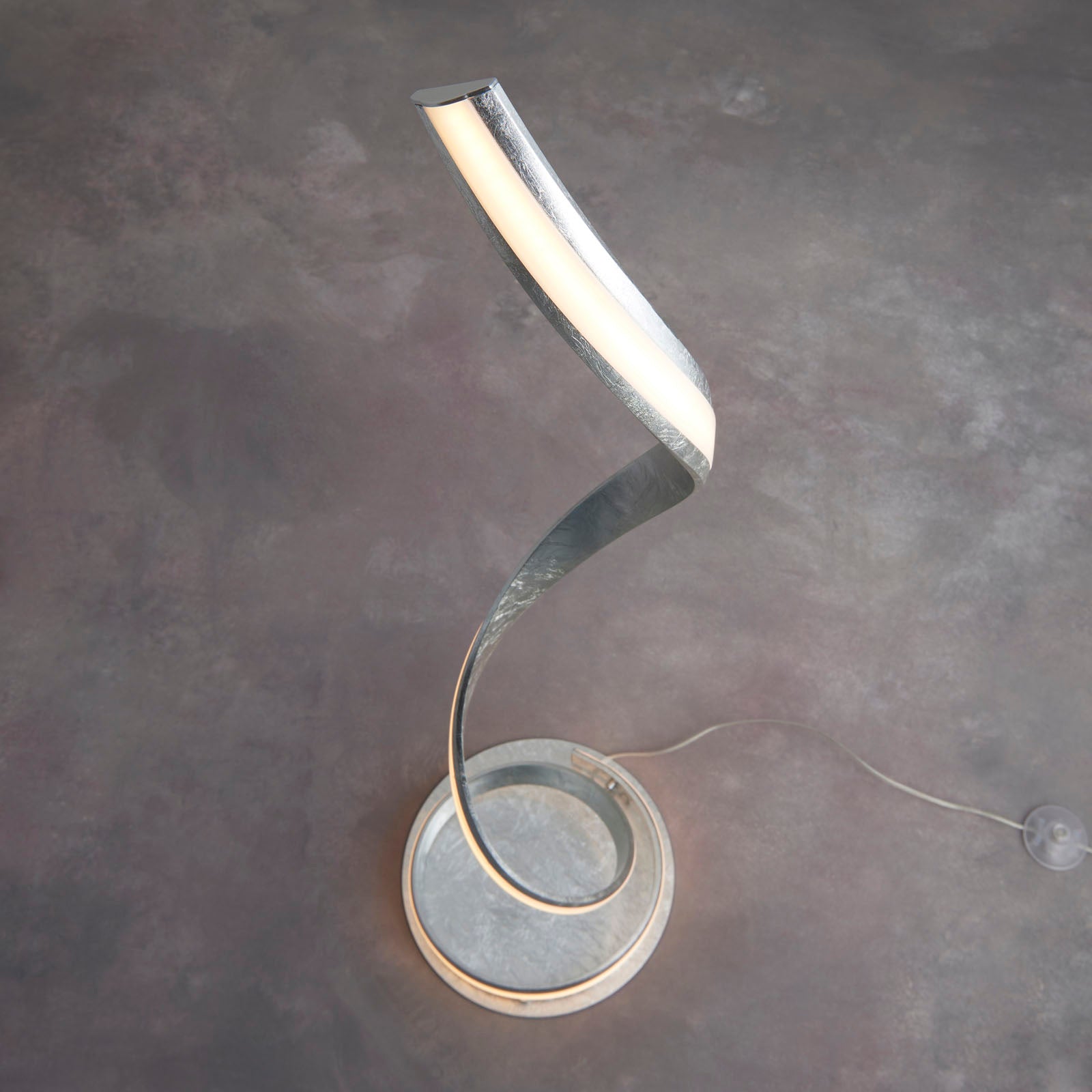 Aria 1-Light LED Floor Lamp: Flowing Curves (Silver Leaf)