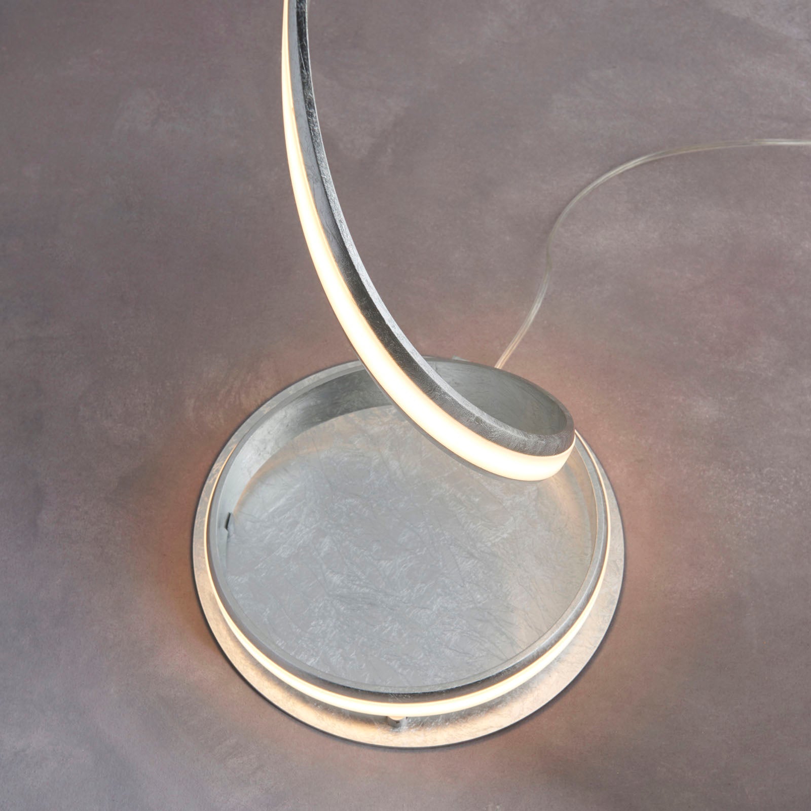 Aria 1-Light LED Floor Lamp: Flowing Curves (Silver Leaf)