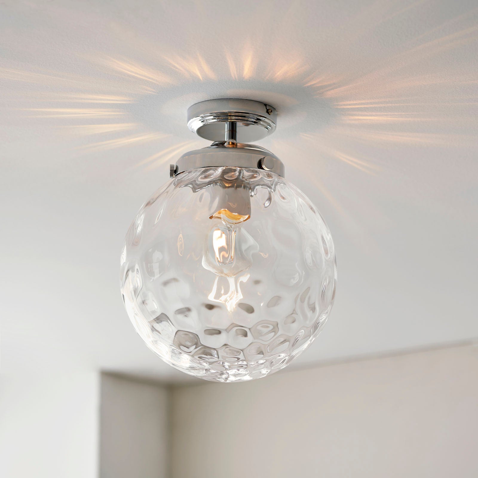 Elston Modern Flush Light - Clear Dimpled Glass