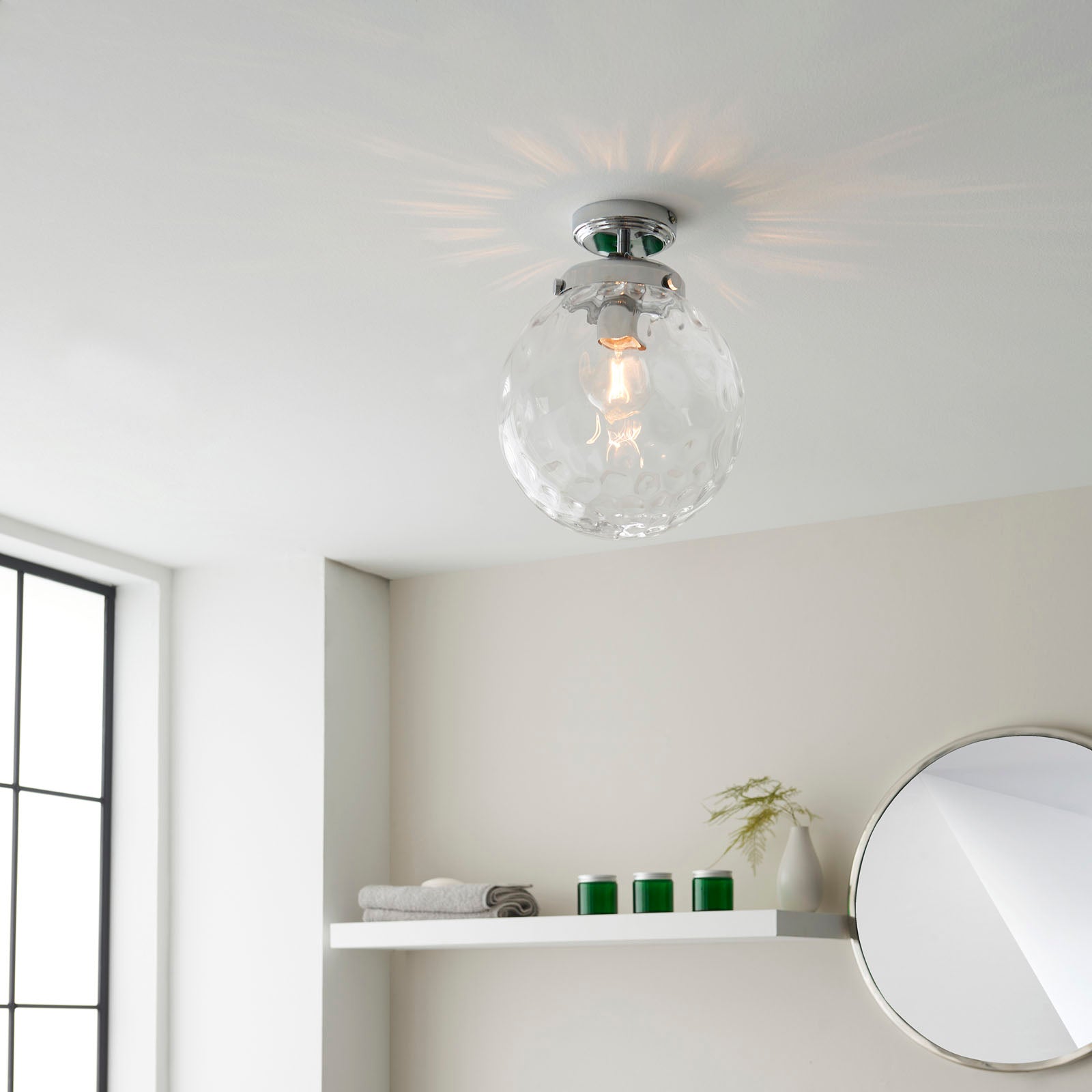 Elston Modern Flush Light - Clear Dimpled Glass
