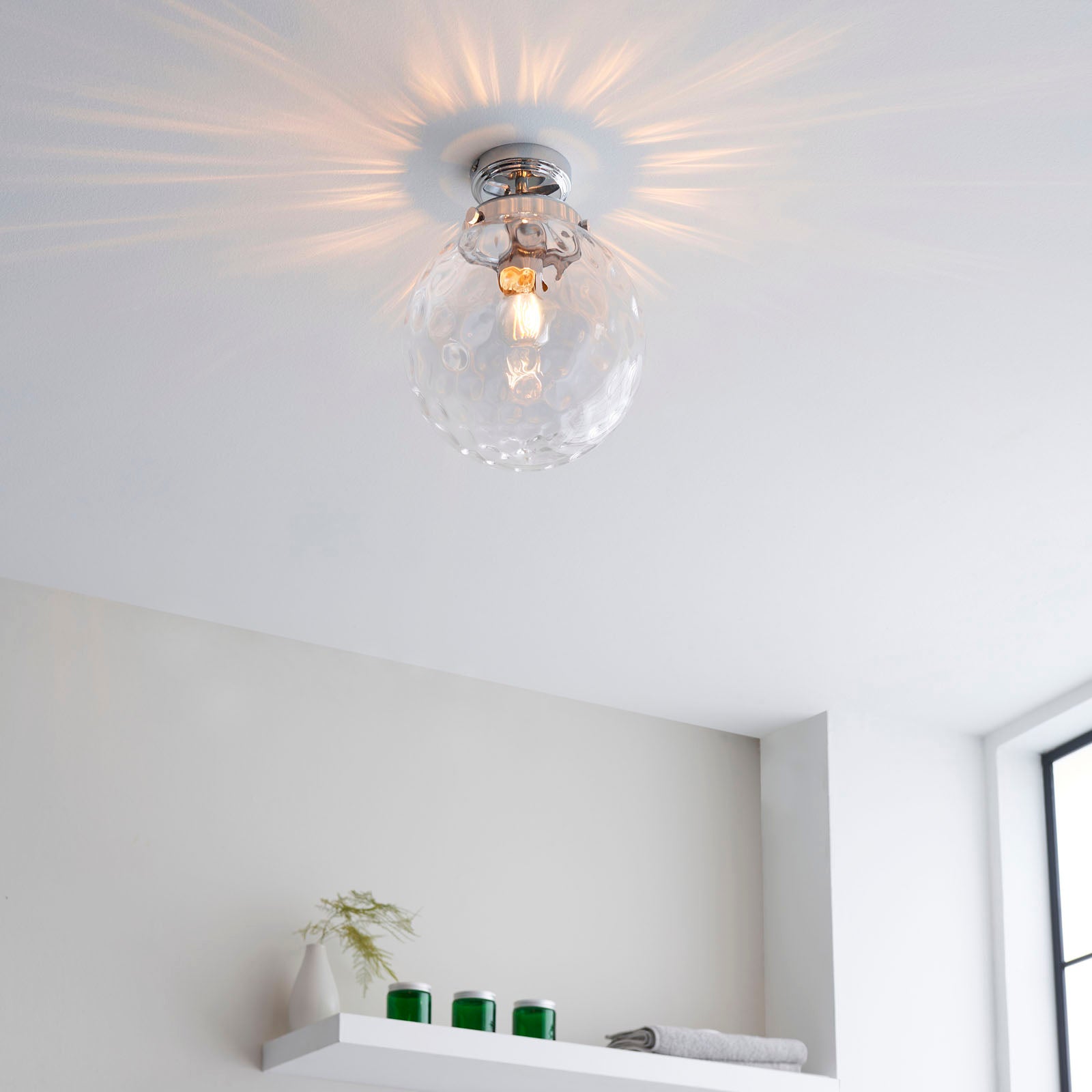 Elston Modern Flush Light - Clear Dimpled Glass