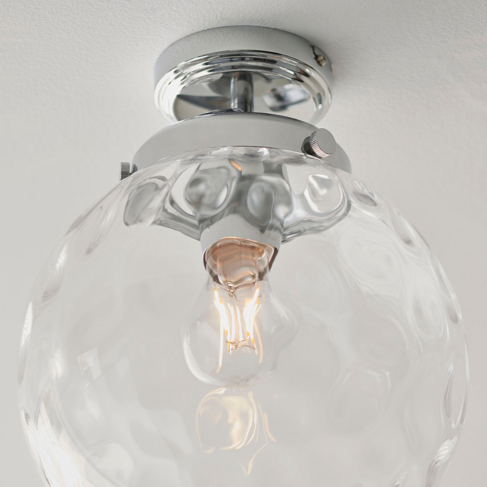 Elston Modern Flush Light - Clear Dimpled Glass