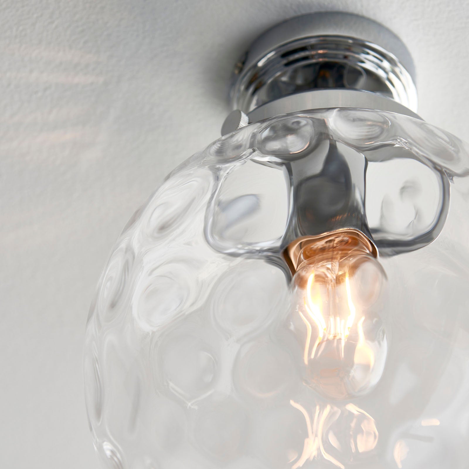 Elston Modern Flush Light - Clear Dimpled Glass