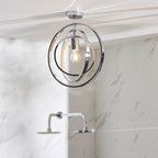 Merola Chrome Adjustable Semi Flush Ceiling Light with Clear Crystals (IP44 Rated)