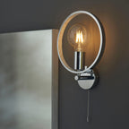 Merola Chrome Wall Light with Clear Crystals (Pull Cord Switch)