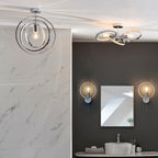 Merola Chrome Wall Light with Clear Crystals (Pull Cord Switch)