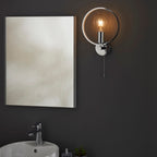 Merola Chrome Wall Light with Clear Crystals (Pull Cord Switch)