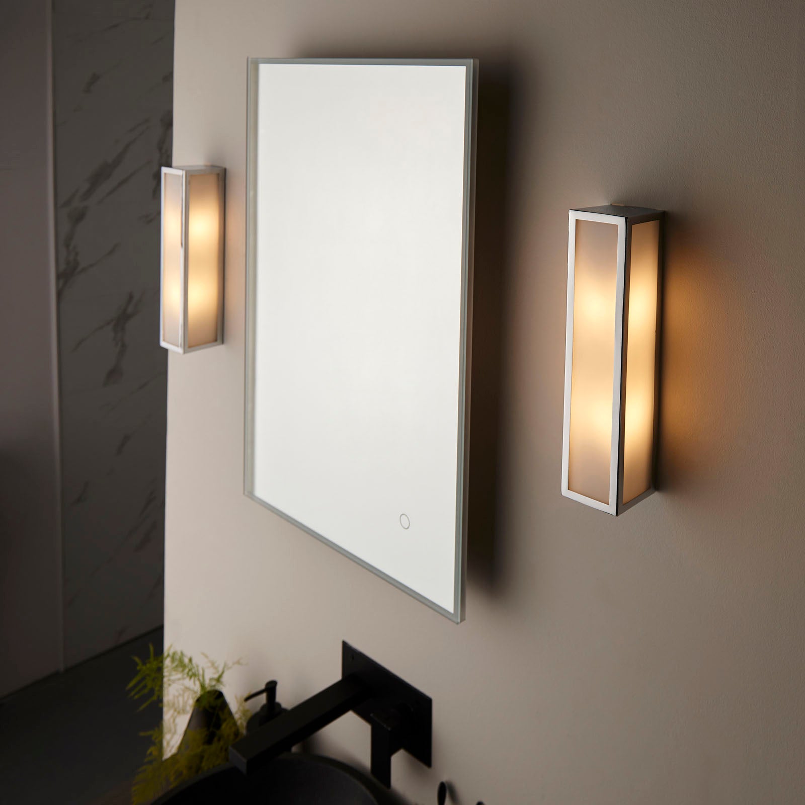 Newham 2-Light Chrome Wall Light with Frosted Glass Diffuser (IP44 Rated)
