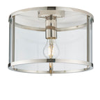 Hopton Bright Nickel Flush Ceiling Light with Clear Glass