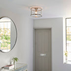 Hopton Bright Nickel Flush Ceiling Light with Clear Glass