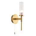 Talo 1-Light Satin Gold Wall Light (Ribbed Glass)