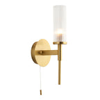 Talo 1-Light Satin Gold Wall Light (Ribbed Glass)