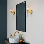 Talo 1-Light Satin Gold Wall Light (Ribbed Glass)
