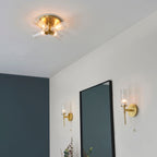 Talo 1-Light Satin Gold Wall Light (Ribbed Glass)