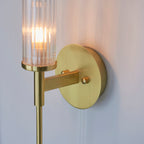Talo 1-Light Satin Gold Wall Light (Ribbed Glass)