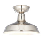 Darton 1-Light Dimmable Semi-Flush Mount Light in Polished Nickel & White