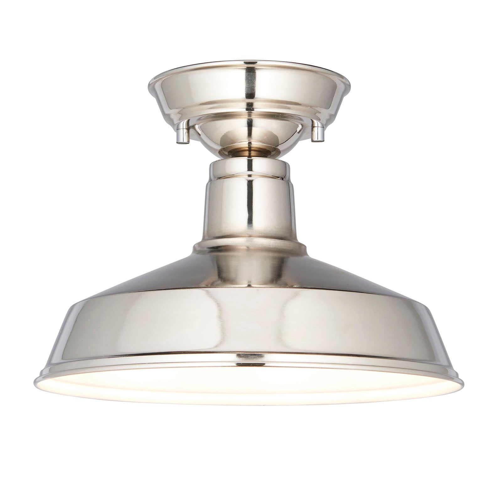 Darton 1-Light Dimmable Semi-Flush Mount Light in Polished Nickel & White