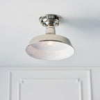 Darton 1-Light Dimmable Semi-Flush Mount Light in Polished Nickel & White