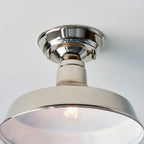 Darton 1-Light Dimmable Semi-Flush Mount Light in Polished Nickel & White