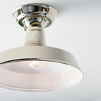 Darton 1-Light Dimmable Semi-Flush Mount Light in Polished Nickel & White