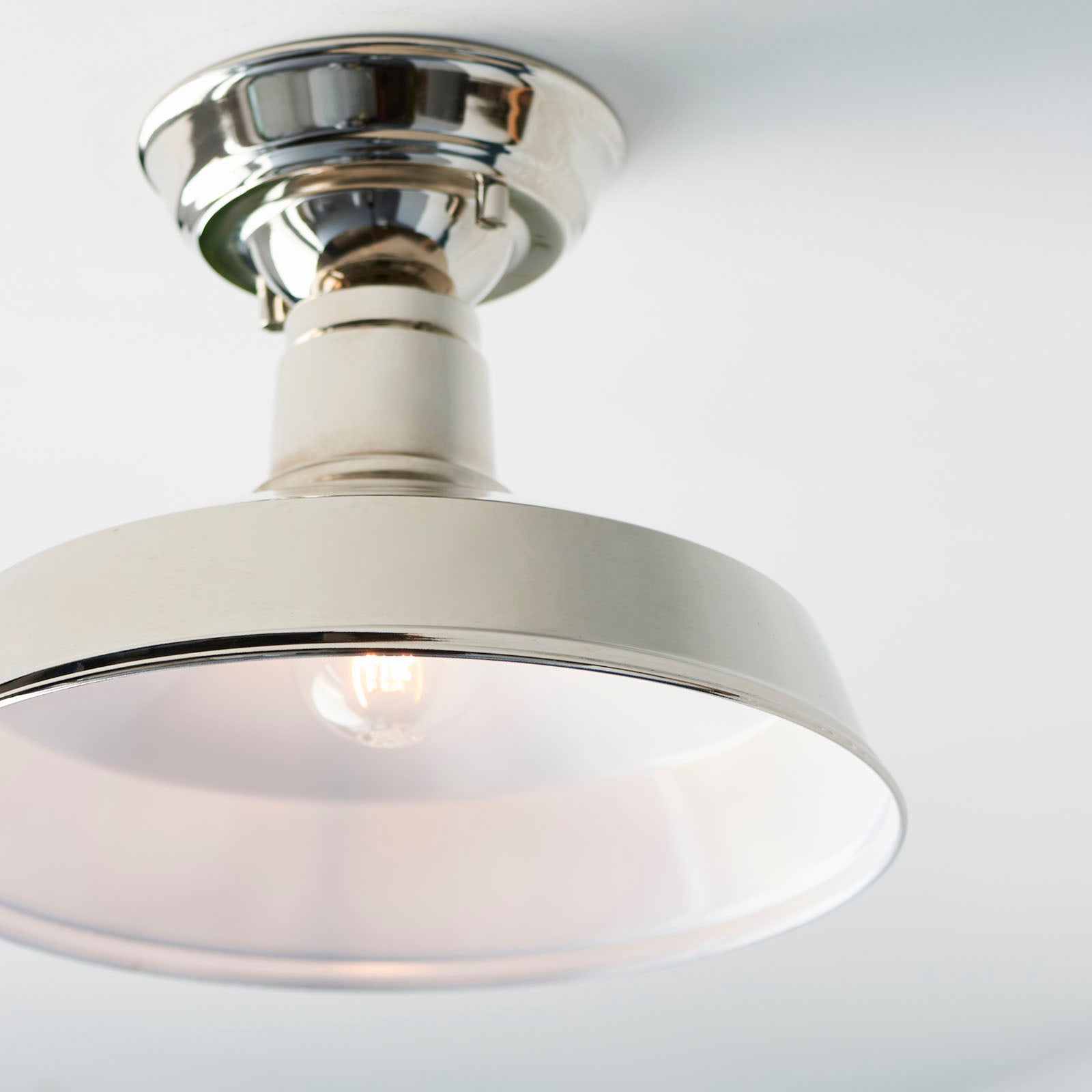 Darton 1-Light Dimmable Semi-Flush Mount Light in Polished Nickel & White