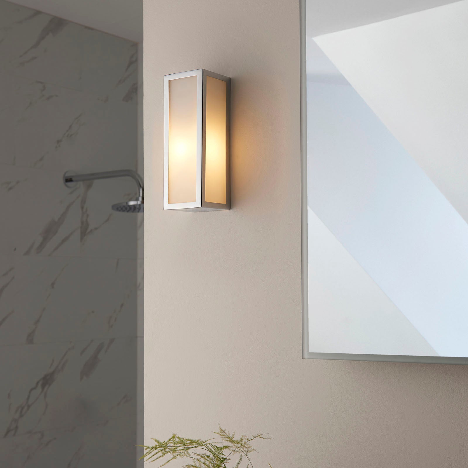 Newham 1-Light Chrome Wall Light with Frosted Glass Diffuser (IP44 Rated)