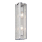 Newham 2-Light Chrome Wall Light with Clear Ribbed Glass Diffuser (IP44 Rated)
