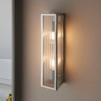 Newham 2-Light Chrome Wall Light with Clear Ribbed Glass Diffuser (IP44 Rated)