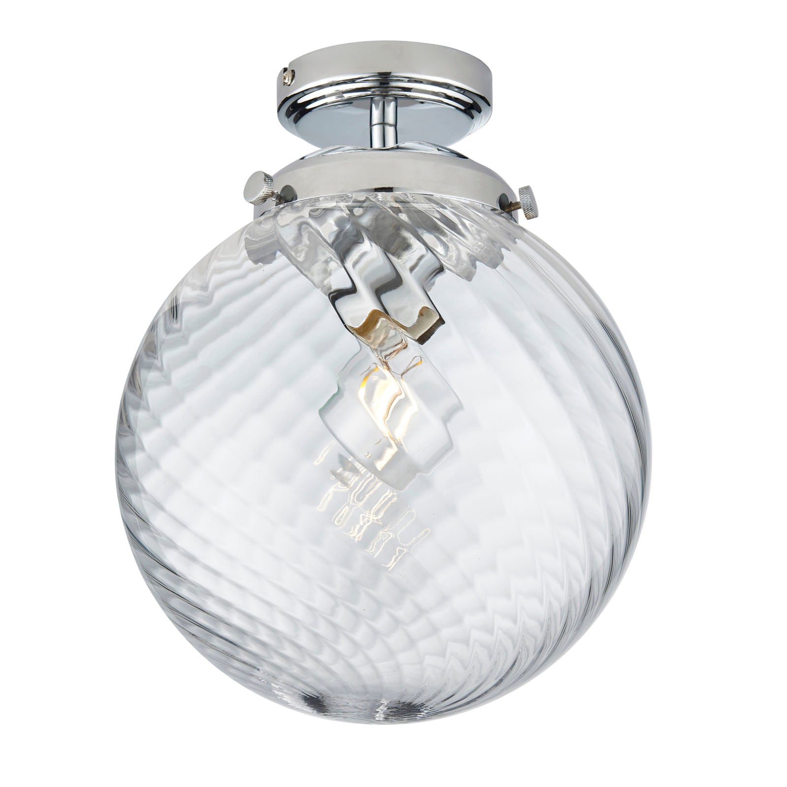 Milston 1-Light Dimmable Wall Light with Clear Spiral Glass Shade (IP44 Rated)