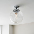 Milston 1-Light Dimmable Wall Light with Clear Spiral Glass Shade (IP44 Rated)