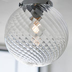 Milston 1-Light Dimmable Wall Light with Clear Spiral Glass Shade (IP44 Rated)