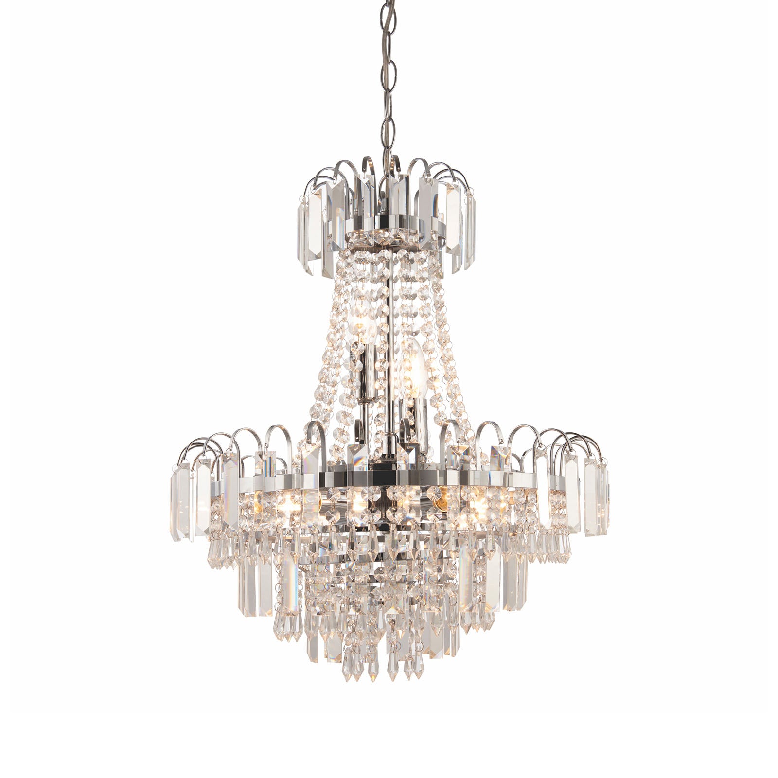 Amadis 6-Light Pendant: Crystal & Chrome