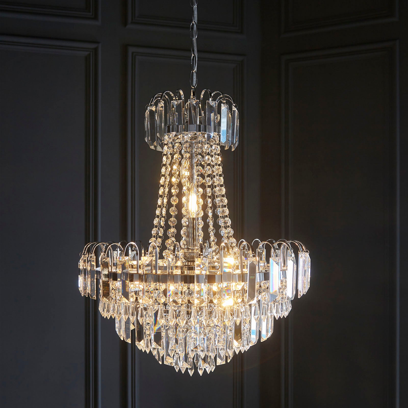 Amadis 6-Light Pendant: Crystal & Chrome