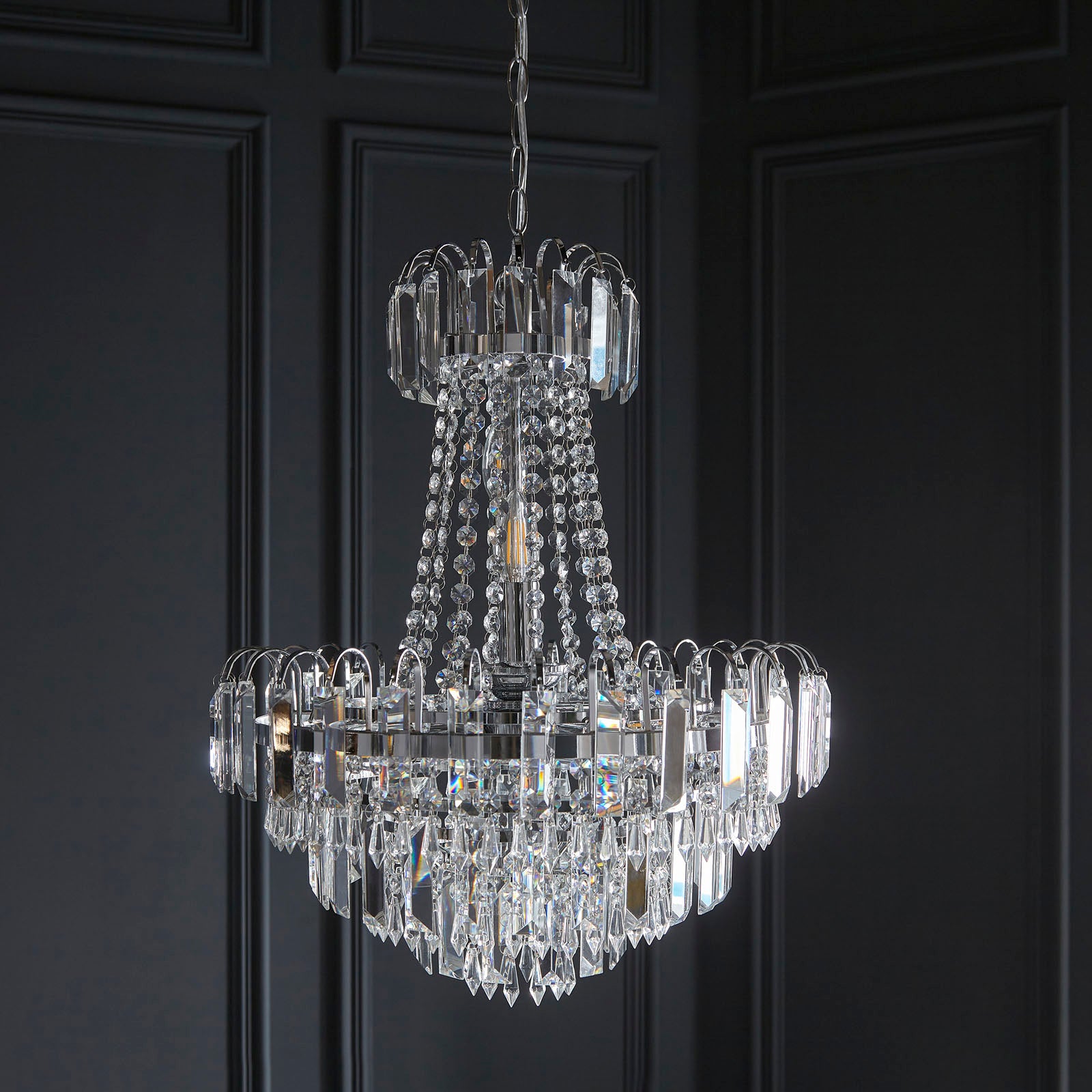 Amadis 6-Light Pendant: Crystal & Chrome