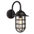 Port Modern Outdoor Wall Light - Caged Metal & Clear Glass