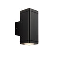 Milton 2-Light Modern Outdoor Wall Light with Textured Black Finish and Clear Glass Diffuser