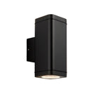 Milton 2-Light Modern Outdoor Wall Light with Textured Black Finish and Clear Glass Diffuser