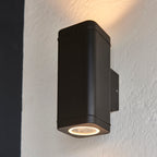 Milton 2-Light Modern Outdoor Wall Light with Textured Black Finish and Clear Glass Diffuser