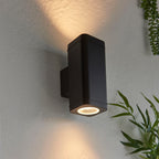 Milton 2-Light Modern Outdoor Wall Light with Textured Black Finish and Clear Glass Diffuser